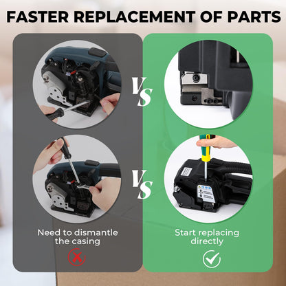 Flyrivergo Electric Strapping Machine 2 x 4000mAh Battery, Patented Easy-Repair Design & Tool Kit Included, with Real LCD Screen, for Industrial 1/2-5/8in PP PET Straps Automatic Strapping Tool