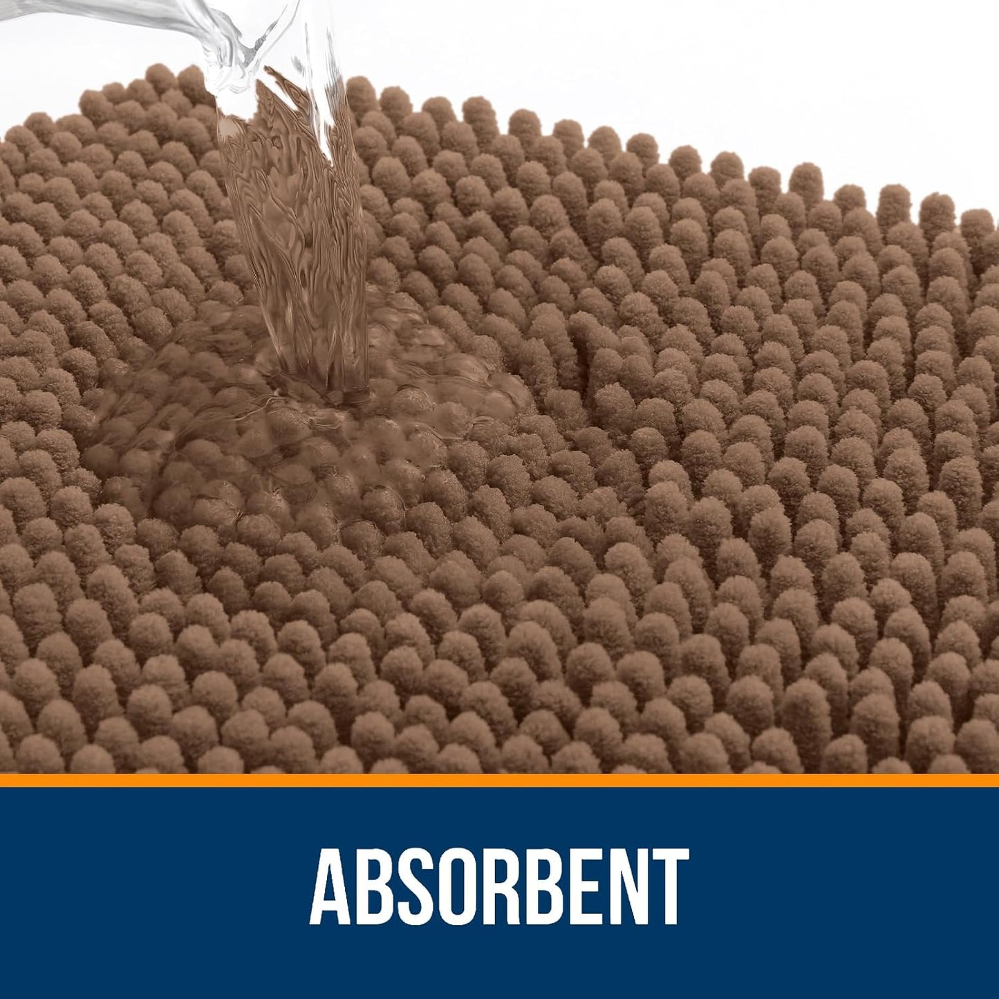OLANLY Bath Rugs - Extra Soft Chenille, Quick-Dry & Absorbent | 30x20 Mocha Machine Washable Mats