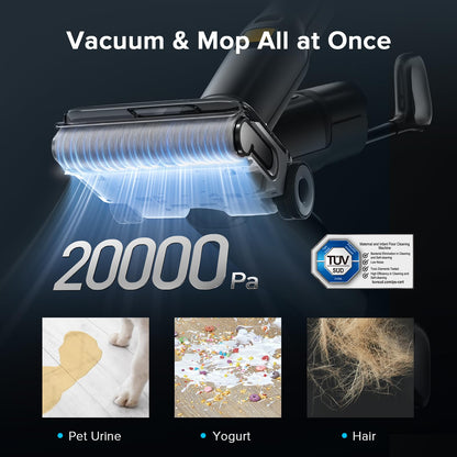 roborock F25 XT Wet Dry Vacuum Cleaner, Cordless Vacuum Mop All in One for Hard Floor, 20000Pa Hardwood Floor Cleaner with Zero Tangle, 194°F Hot Air Flash Drying Electric Mop, 180° Lie Flat, WiFi