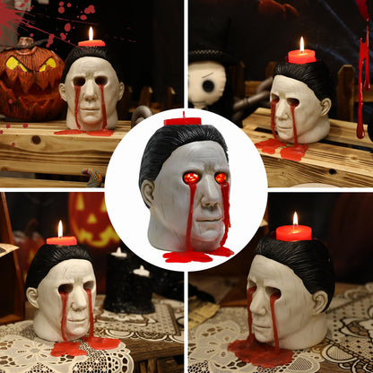 Michael Candle Holder, Candle Holder Statue with Bleeding Eyes Decor Halloween Horror Holder Decorations Party Candlestick Merchandise