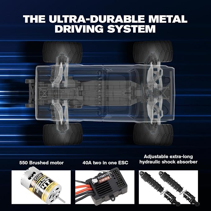 FMS 1/10 RC Truck Ford F-1002WD Monster Truck with Licensed Body 550 Brushed Motor Oil Shocks Independent Suspension – All-Terrain RC Crawler High Speed Off-Road RC Car for Gift（Red High Roller）