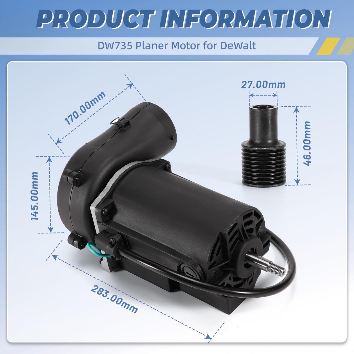 Ytricas DW735 Planer Motor Replacement with Fan Compatible with DeWalt Thickness Planer 120V - Replace DW735X Planer Type 1 Type 2 Motor Assembly