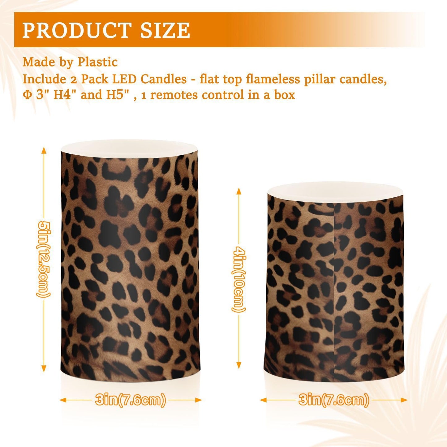 GOODOLD Flameless Candles with Remote Control and Timer, Leopard Print Flickering Candles Battery Operated LED Pillar Candles, Warm Light for Home Decor, Set of 2 (D 3" x H 4" 5")