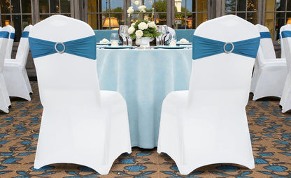 MDS Spandex Chair Sashes - Premium Stretch Covers with Buckle Slider for Weddings & Events | Dark Teal - Pack of 75
