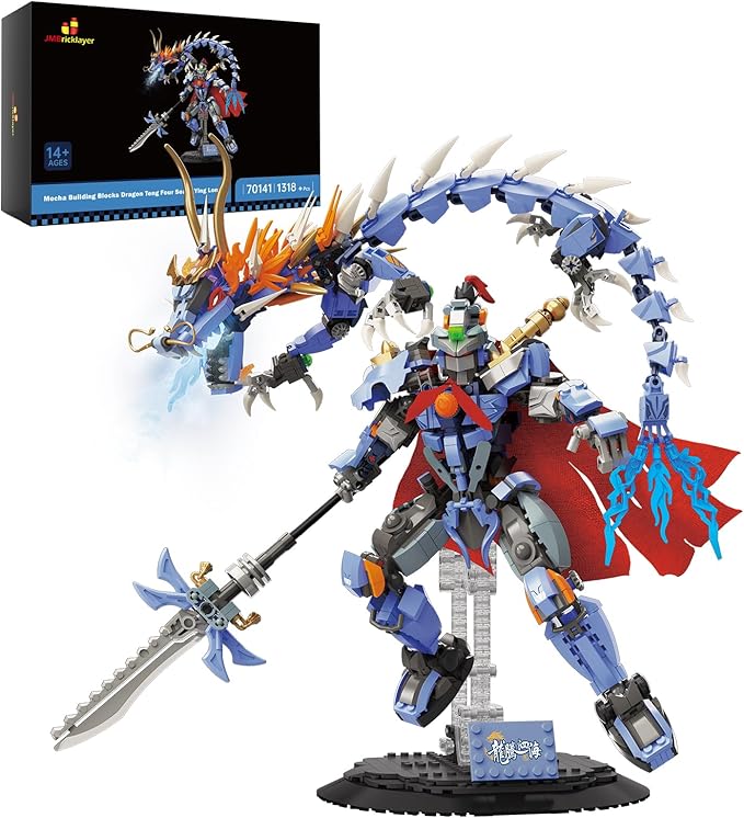 JMBricklayer Mechanical Dragon Building Set for Adults 70141 Dragon Teng Four Seas - Ying Long Building Blocks Model with Display Stand Gift Idea for Collectors Adults