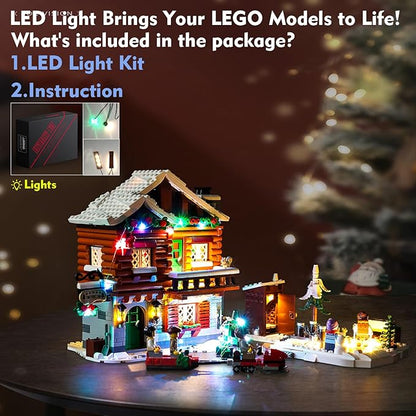 VONADO Colorful Light Kit for Lego Alpine Lodge Christmas Village 10325 Updated Creative LED Lighting Set Accessories Compatible with Lego 10325 Christmas Winter Village (Lights Only No Models)
