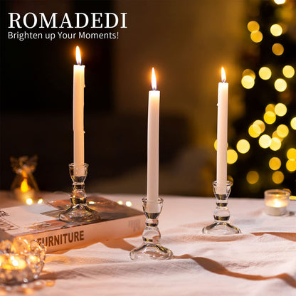 Romadedi Glass Candle Holder for Candlestick - 20 pcs Clear Tapered Candle Holders Bulk for Standard Candle Sticks for Wedding Centrepieces Christmas Table Décor