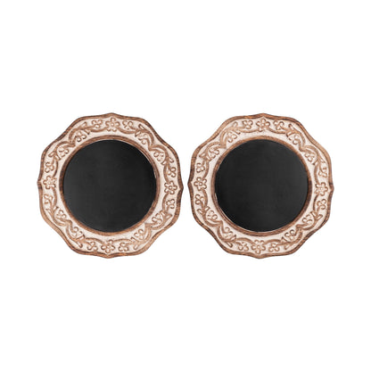JFY Designs Hand Carved Solid Wood Candle Centerpiece Set of 2 - Pillar Candle Holders Decorative Candlestick Holder for Home Décor, Wedding, Dinning, Party