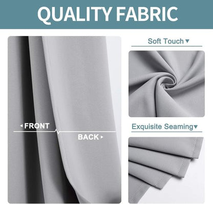 ChrisDowa Blackout Curtains - Thermal Insulated Room Darkening Panels for Bedroom & Living Room (Light Grey, 52W x 95L)