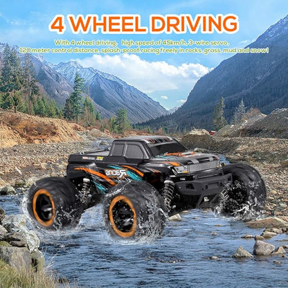 GoolRC 16889A RC Car 1:16 Scale Remote Control Car 4WD 45KM/H High Speed RC Truck with Brushless Motor 2.4GHz All Terrain Off Road RC Crawler Electric Vehicle Toy for Adults (Blue)