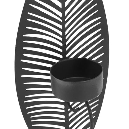 Iron Leaf Candle Holder, Minimalist Wrought Iron Candlestick Stand, Unique Leaf Shape Metal Candle Holder with Nordic Design for Dining Room Home Decor (Black)