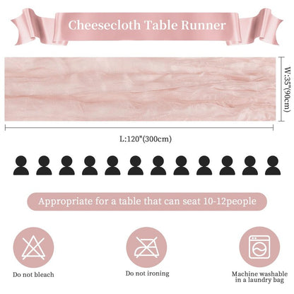 6 Pack Dusty Pink Mother’s Day Cheesecloth Table Runner 10FT Long Boho Gauze Table Runner Rustic Sheer Runner for Spring Wedding Bridal Baby Shower Birthday Holiday Party Table Decor Easter Decor