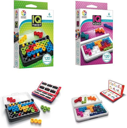 SmartGames IQ Bundles Color Series: IQ Twist &amp IQ XOXO 240 Challenges for Ages 6-Adult