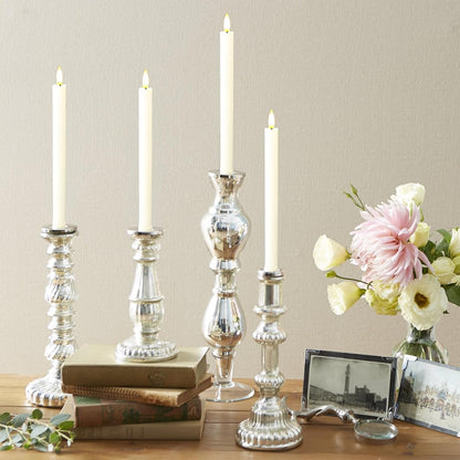 Sunjas 6PCS Flameless Taper Candles with 3D Flickering Flame Battery Operated Candles with 2 Remote with Button Cell Battery 10 Inch Ivory LED Candlesticks Window Candle for Christmas Home Decor