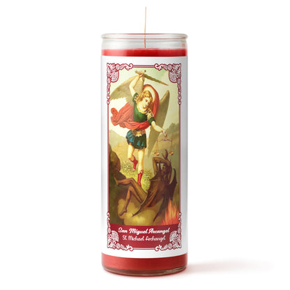 Alumenza Bulk 6 Pack San Miguel Arcangel Candle in Glass Jar 90 Hours – Paraffin Wax, Clean Burning Unscented | Large & Tall Devotional Prayer Pillar Candles for Home, Memorial, Rituals