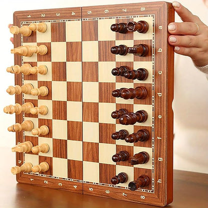 15-Inch Deluxe Chess Set – Foldable Tournament Board with Storage Box &amp 2 Extra Queens – for Adults Beginners &amp Chess Lovers