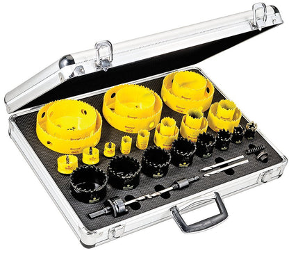 Starrett Smooth Cut Electricians Hole Saw Kit - 31 Piece Bi-Metal/Carbide Tipped/Cordless Smooth Cut Electricians Hole Saw Kit with Aluminum Case - KMX25061-N