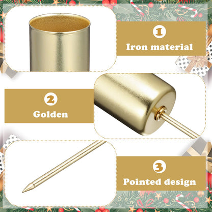 DECHOUS 5Pcs Christmas Taper Candle Holder Stakes Metal Golden Candlestick Holders with Spike Candle Cup Stakes for Xmas Table Decor Holiday Wedding Party Favor