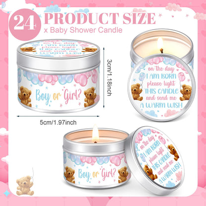 MTLEE 24 Pcs Gender Reveal Bear Baby Shower Party Favors Candles Lavender Scented Baby Shower Favors for Guests Rustic Tealights Candles Gender Reveal Return Gifts (1.2 oz, Blue and Pink)