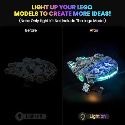 Upgraded Led Light Kit Compatible with Lego New Hope Millennium Falcon Building Set Lights Decoration Compatible with Lego 75375 Best Gifts for Adults (Model Not Included)
