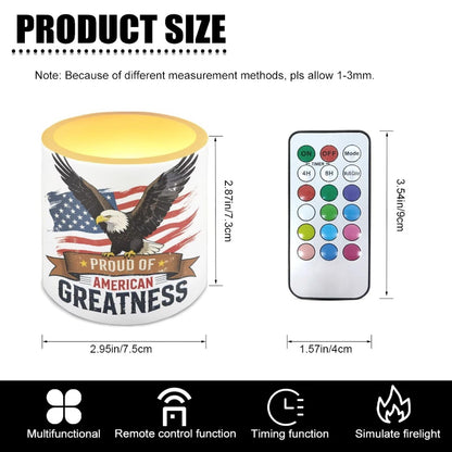 NETILGEN 3 inch Flameless LED Candles for July 4th Independence Day Decor Set of 4 Timer Remote Flickering Flameless Candles with Battery Operated American Flag Eagle 250th Anniversary