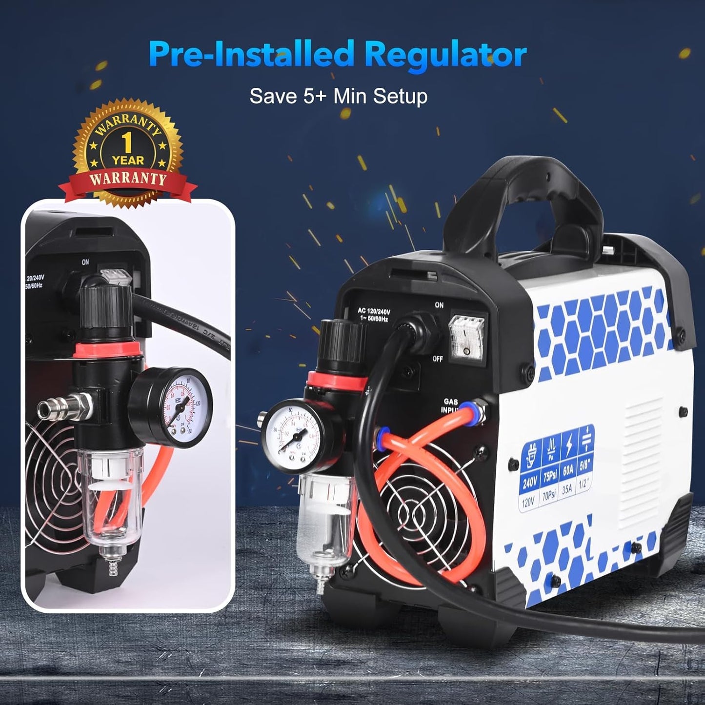 Reboot 60A Plasma Cutter Dual Voltage 120V/240V with Reboot 2PCS PT-31 Roller Guide Wheel Spacer Circle Compass Stand Off