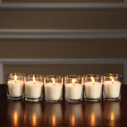 Hosley's Set of 24 Ivory Unscented Glass Filled Votive Candles, Hand Poured Wax Candle Ideal Gifts for Aromatherapy Spa Weddings Birthdays Holidays Party