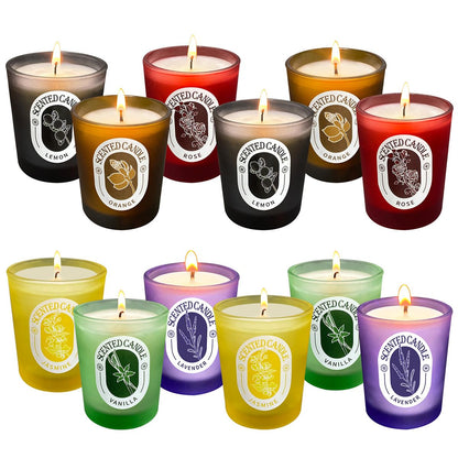 Scented Candles Gift Set of 12 Pack, Glass Jar Candles for 6 Scented, Long Lasting Soy Wax Aromatherapy Candle Set, Best Gifts with Gift Box for Every One