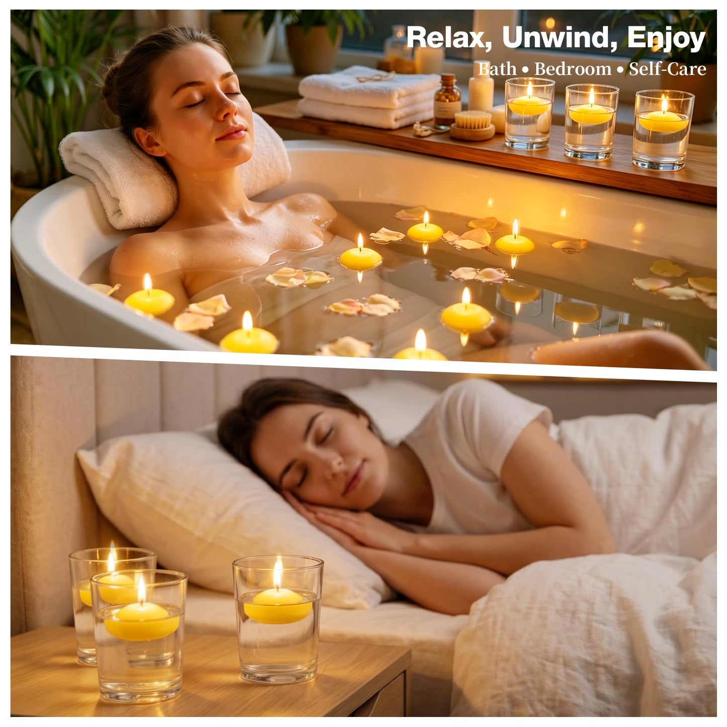 24 Pack Citronella Floating Candles for Centerpieces, Total 150 Hours Burn Time, 2 Inch Scented Water Candles for Pool, Outdoor & Patio, Wedding & Spa Decor, Smokeless & Dripless, Cotton Wick