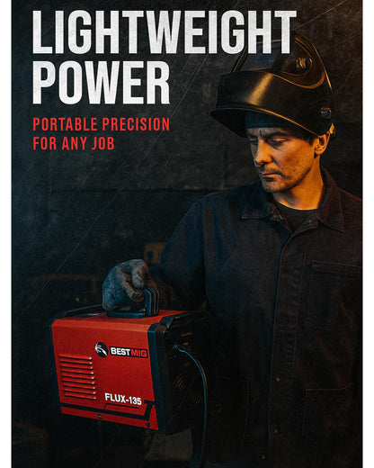 BESTMIG 135A MIG Welder - 3-in-1 Flux Core Welder, MIG/Lift TIG/Stick Welding Machine - Portable IGBT Inverter - 110V with Welder Helmet and Gloves (Red Black, MIG 135A Welder)
