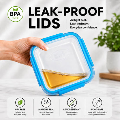 Snap Fresh - 4 Pack of Fun Size Leakproof Sandwich Containers - Reusable, BPA Free Sandwich Boxes. Airtight Seal. Also Great for Salads, Snacks, Fruit, Treats and Food Storage.
