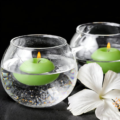 Green Floating Candles 3 inch 12 Pack - Floating Candles for centerpieces - Wedding Decor - Burning Time 8-10 Hours