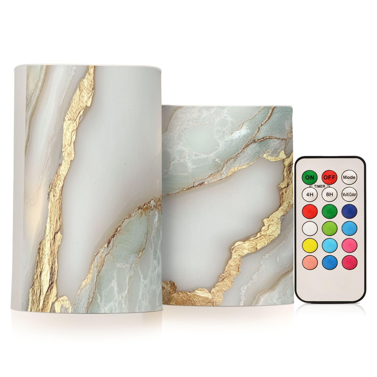 Flameless Candles Battery Operated Led Pillar Candles for Table Marble White White