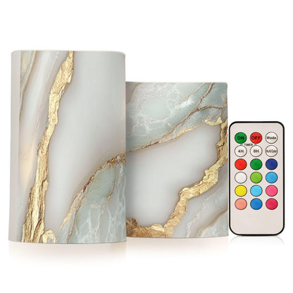 Flameless Candles Battery Operated Led Pillar Candles for Table Marble White White