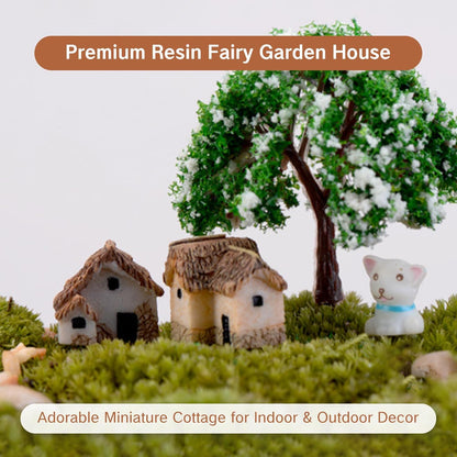 Skiennix Miniature House Village Set - 12pcs Resin Figurine Buildings for Fairy Garden Decor | Perfect for Bonsai & Succulents