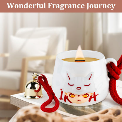 Ikeda Unique Candle Gift for Women & Men, Coconut, Milk&Vanilla Scented Candle for Home, 10.23oz Wood Wick Aromatherapy Candle, Vegan & Cruelty-Free, Coconut & Soy Blend Wax
