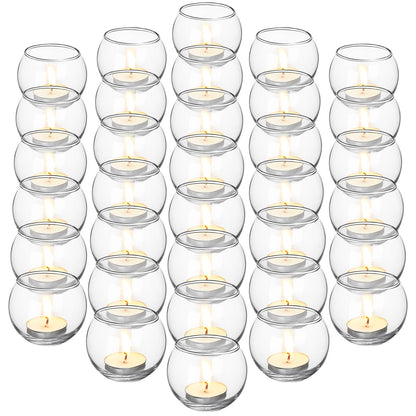 Uiifan 36 Pcs Clear Votive Candle Holder 1.97'' x 2.17'' Bulk Glass Tea Lights Round for Wedding Candle Jars Holder for Wedding Table Centerpiece Party Birthday Home Decoration