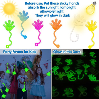 Armaytoy 20Pack Glow in Dark Glitter Sticky Hands Party Favors for Kids Pinata Goodie Bag Stuffers Classroom Prizes Birthday Stretchy Treat Trinkets Treasure Box Bulk Toys
