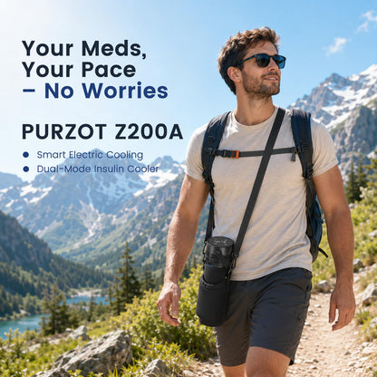 PURZOT Electric Insulin Cooler Travel Case with Backpack, TSA Approved Smart Medicine Cold Storage with Biogel Ice Pack for Travel, Portable Refrigerated Case for Diabetic Pens & Vials (Black)