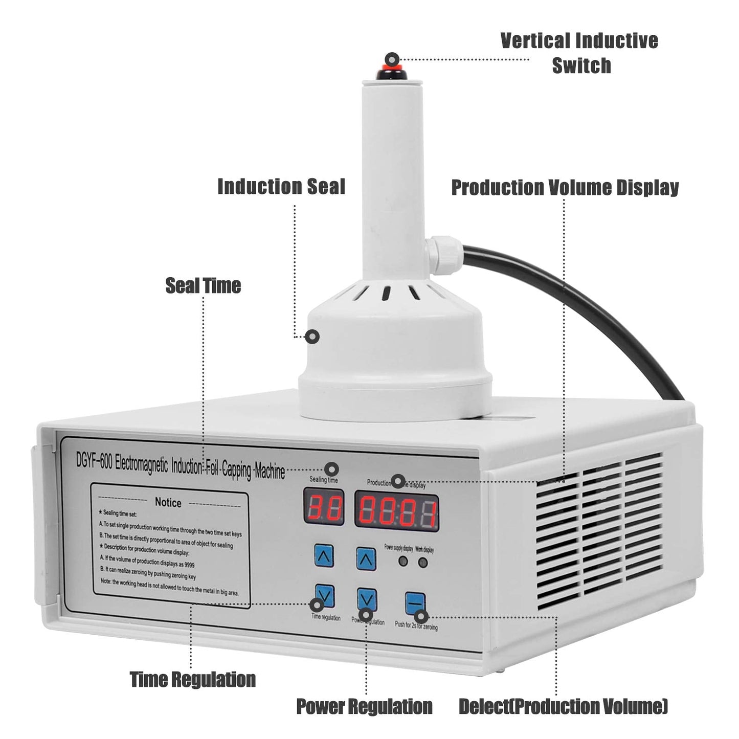 Portable Handheld Induction Sealer 20mm-130mm 110V Induction Sealing Machine White Bottle Cap Sealing Machine