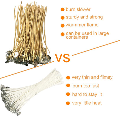 Candle Wicks 300 PCS 8 inch Hemp Candle Wicks 2.5mm Organic Beeswax Candle Wicks for Candle Making Edible Candle Wick for Butter Candle Hemp Candle Wick