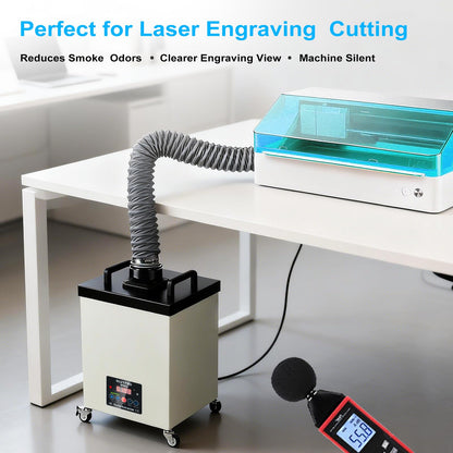 NLVYPRO MN02 Fume Extractor, 200W 300m³/h / 177 CFM, 4-Layer Filter, LED Display, Remote Control, Filter Change Reminder, 2.5" Hose, Wheels, 5 Extra Filters for Laser Engraver, Soldering