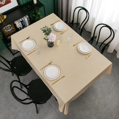 LIBERECOO Vinyl Tablecloth with Flannel Backing, Champagne, Waterproof, Stain-Resistant, Easy-Clean Table Cover for Dining, Kitchen, and Outdoor Use, 60" x 84" Rectangle