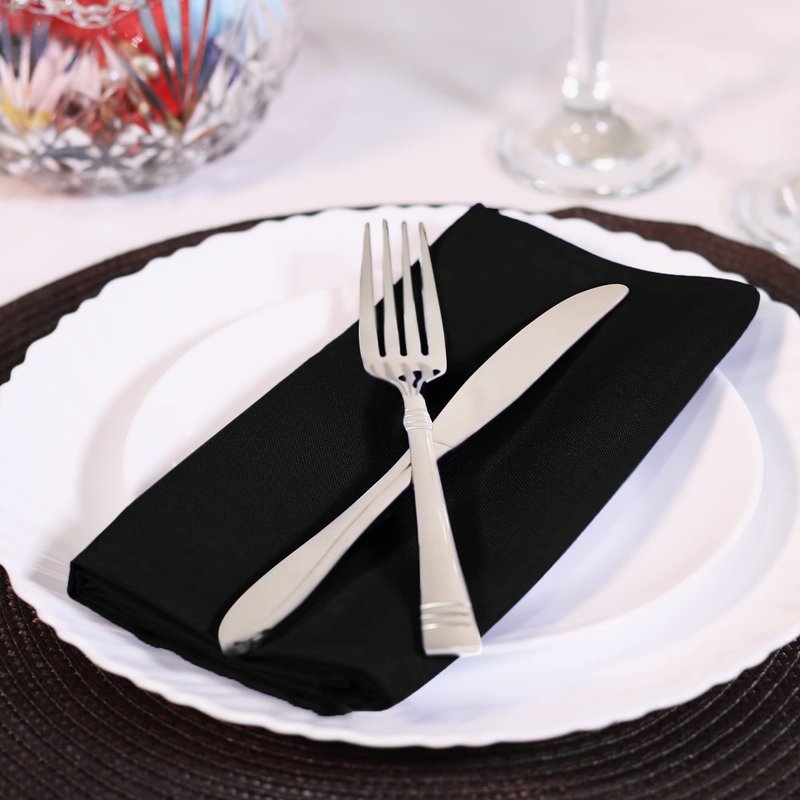 Utopia Home Black Cloth Napkins (12 Pack, 18x18 Inches), Ideal Dinner Napkins for Party, Wedding and Lunch/Dinner