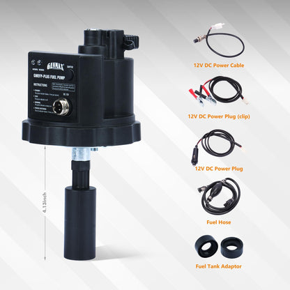 GENMAX 12V DC Electric Fuel Pump with Auto Start-Stop Sensor, auto Liquid Transfer Pump for E15, E85, Gas, Diesel & More，with Overfill Protection(GMEFP-PLUS)