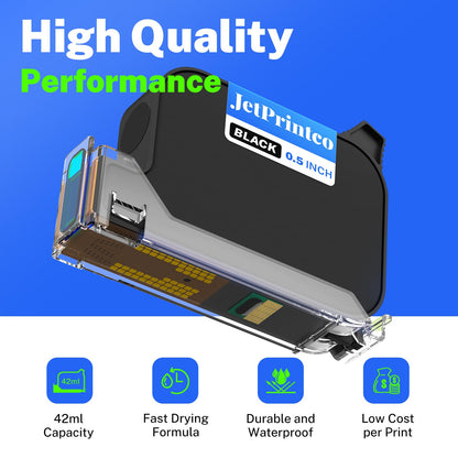0.5 Inches Print Height Intelligent Handheld Inkjet Printer Lasts 16H Weighs Only 390g for Batch Code Date Lot Number Print on Plastic Carton Wood Metal Glass Aluminum with 42ml Fast Dry Ink (Black)
