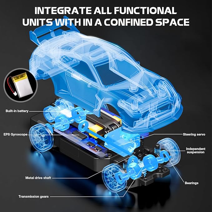 1/43 Scale RC Drift Car Mini 911 RC Model Car 2.4GHz 4WD RC Alloy Vehicles with Gyro &amp LED Lights for Adults Hobby Toys (Silver)