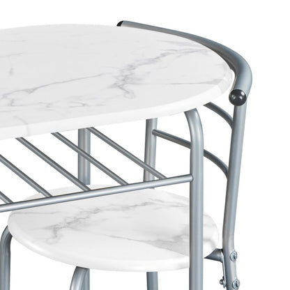 Yaheetech 3-Piece Dining Table Set, Breakfast Bistro Table Set for 2, Small Kitchen and Table Chairs Set of 2 with Metal Frame and Storage Rack for Small Space/Apartment/Dorm Room, White