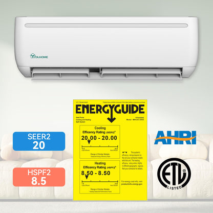 YITAHOME 12000 BTU Mini Split Air Conditioner Heat Pump System, 20 SEER2 115V WiFi Enabled Inverter Ductless AC Cool Up to 750 Sq. Ft with Installation Kit, Pre-Charged Condenser, 1 Ton