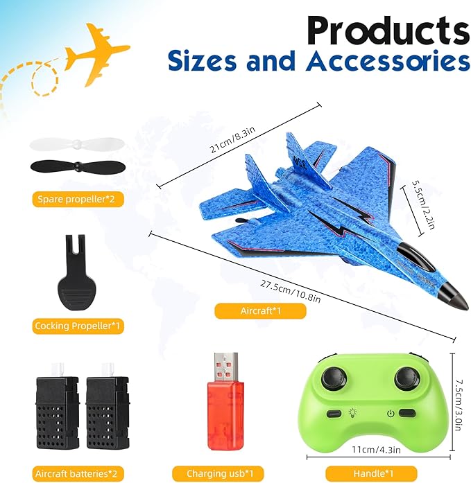 RC Plane Remote Control Airplane Toy - RC Plane Remote Control Planes 2CH 2.4Ghz Rc Aircraft with Lights Outdoor Foam Durable Rc Aircraft Foam RC Airplane Jet for Kids Adults Hobby Toys